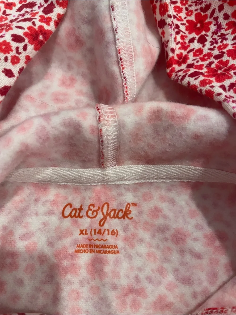 Cat & Jack Red and White Floral Hoodie